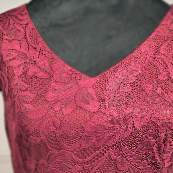 Bery Love Burgundy Lace Knee Length Women's Dress Size XL - Picture 12 of 12